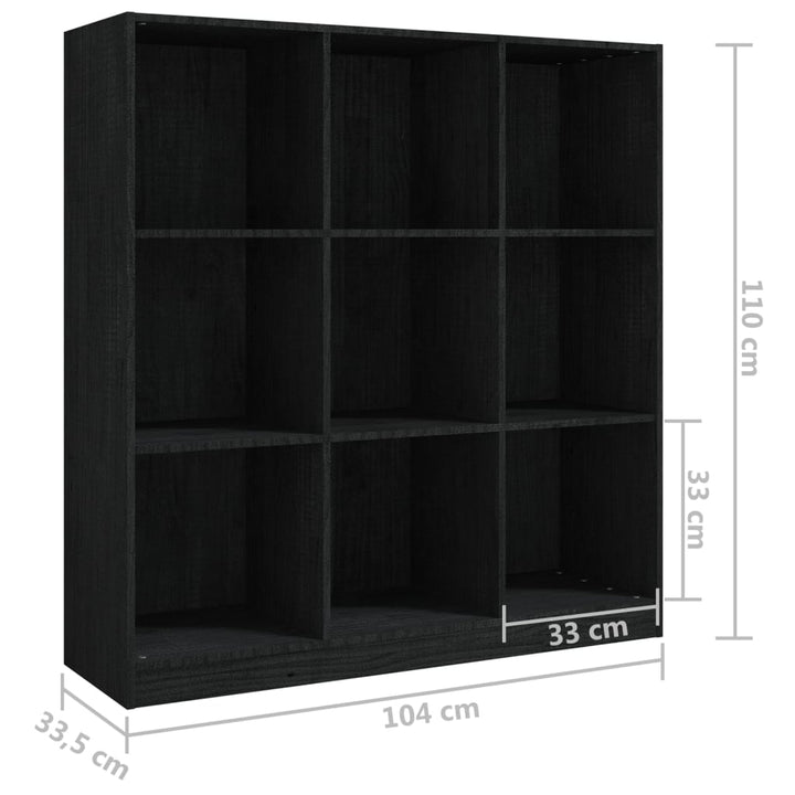 Boekenkast/kamerscherm 104x33,5x110 cm massief grenenhout zwart