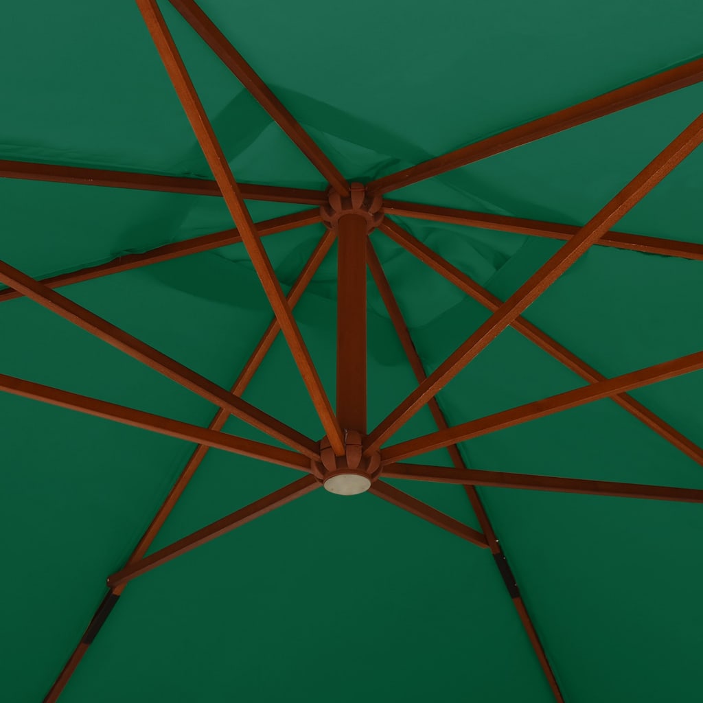 Zweefparasol met houten paal 400x300 cm groen
