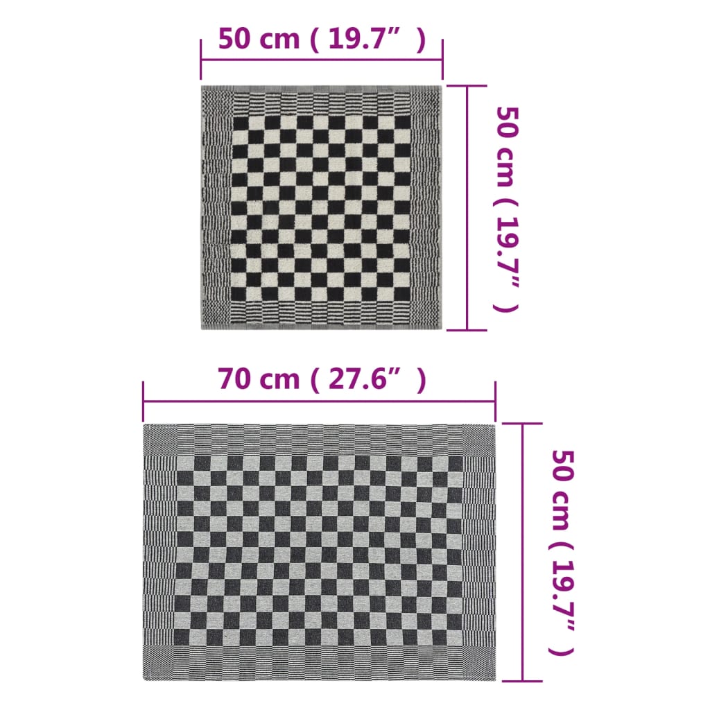 50-delige Keukendoekenset katoen zwart en wit