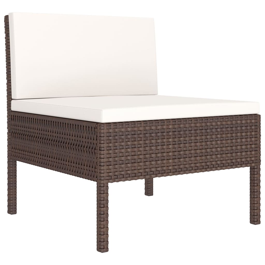 8-delige Loungeset met kussens poly rattan bruin