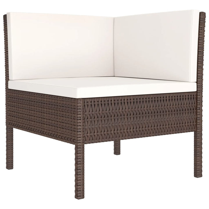 8-delige Loungeset met kussens poly rattan bruin