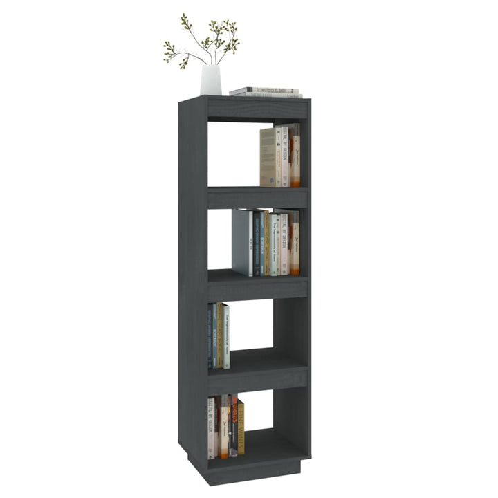 Boekenkast/kamerscherm 40x35x135 cm massief grenenhout grijs