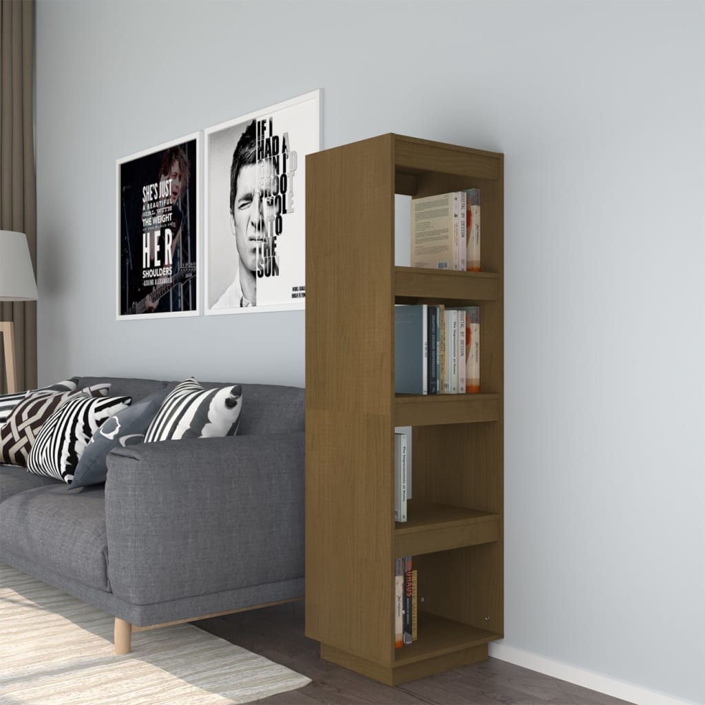 Boekenkast/kamerscherm 40x35x135 cm grenenhout honingbruin