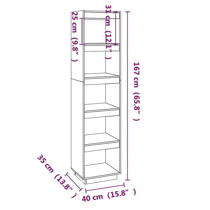 Boekenkast/kamerscherm 40x35x167 cm massief groenhout