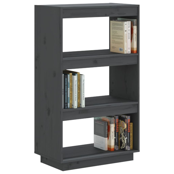 Boekenkast/kamerscherm 60x35x103 cm massief grenenhout grijs