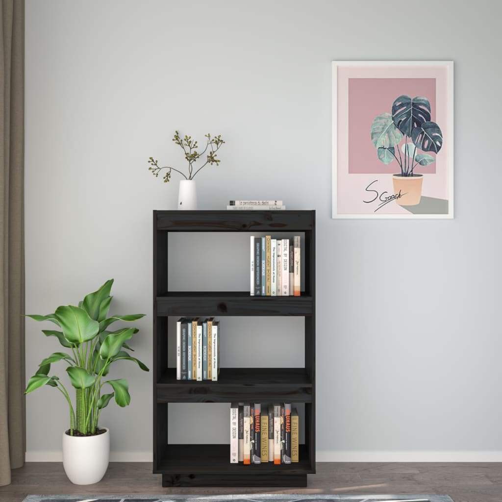 Boekenkast/kamerscherm 60x35x103 cm massief groenenhout zwart