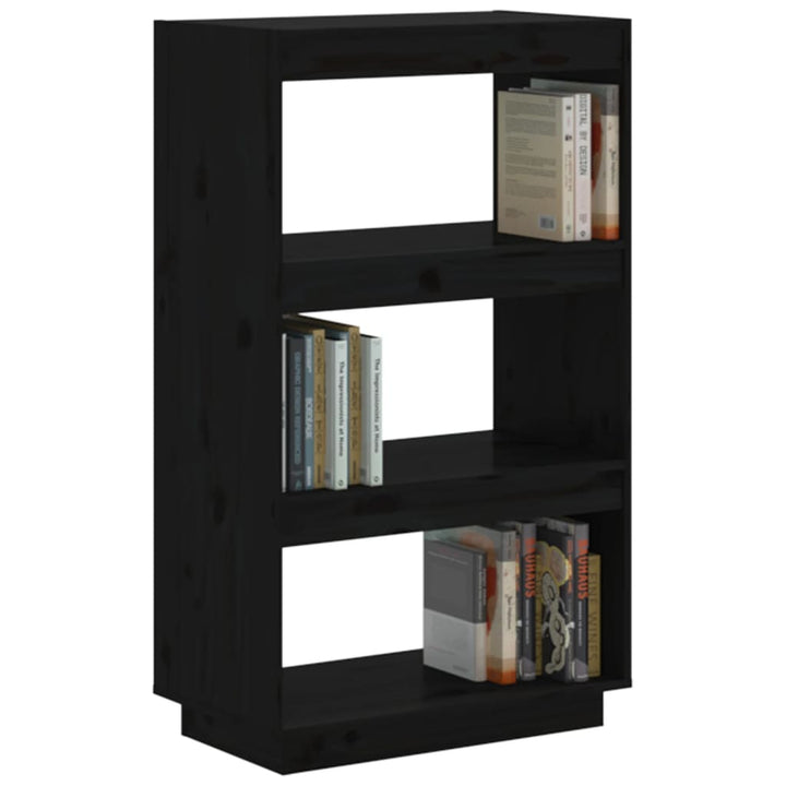 Boekenkast/kamerscherm 60x35x103 cm massief groenenhout zwart