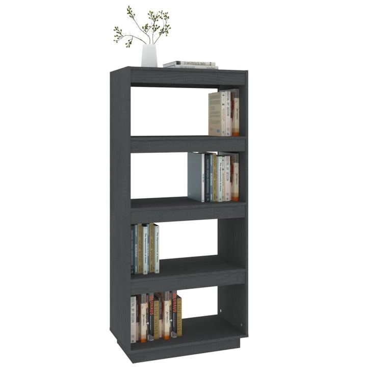 Boekenkast/kamerscherm 60x35x135 cm massief grenenhout grijs