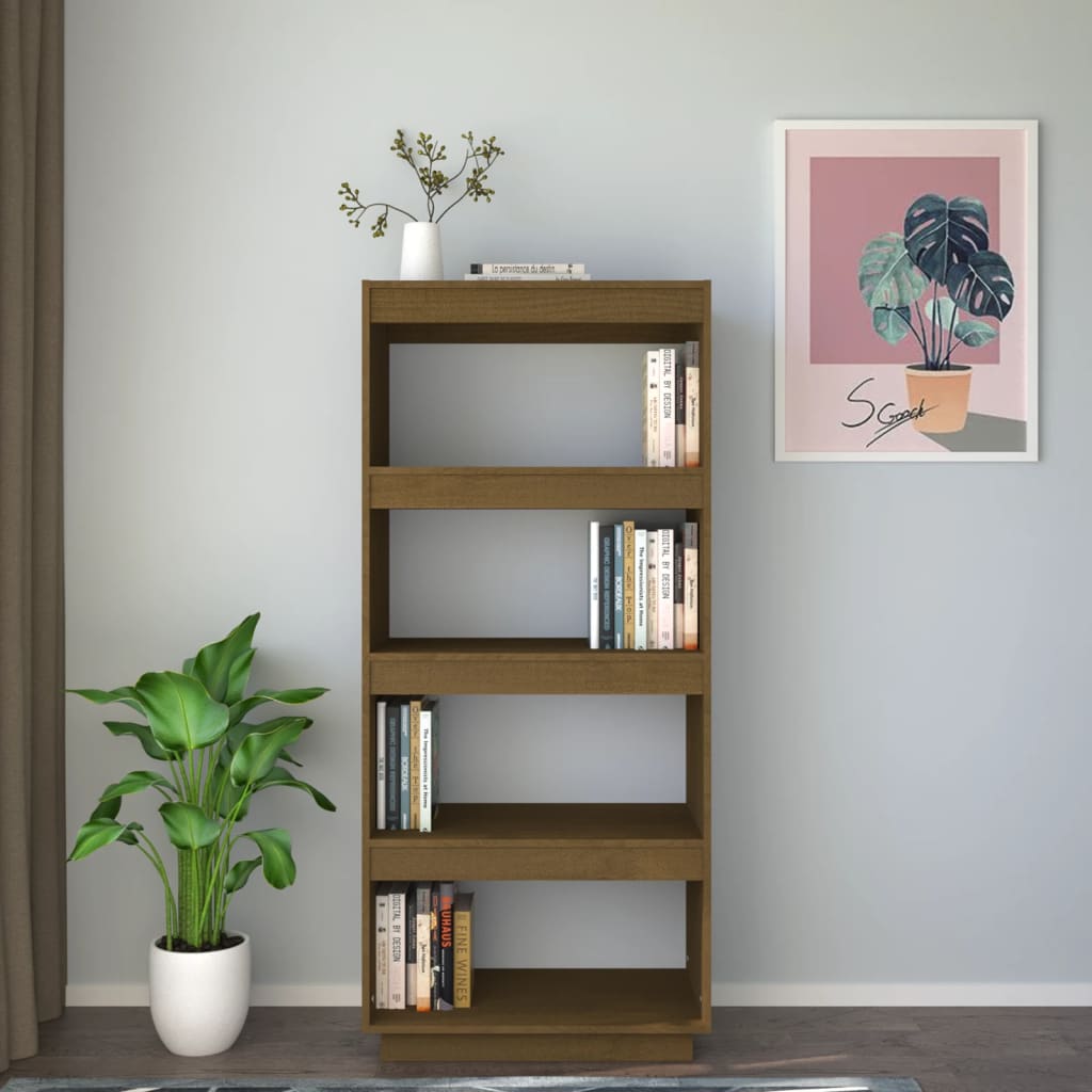 Boekenkast/kamerscherm 60x35x135 cm grenenhout honingbruin