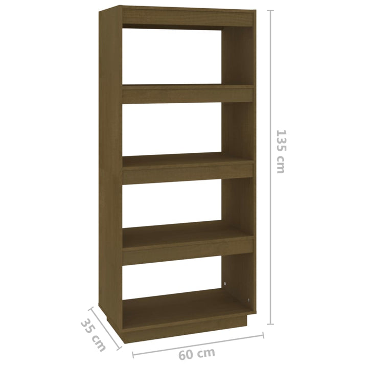 Boekenkast/kamerscherm 60x35x135 cm grenenhout honingbruin