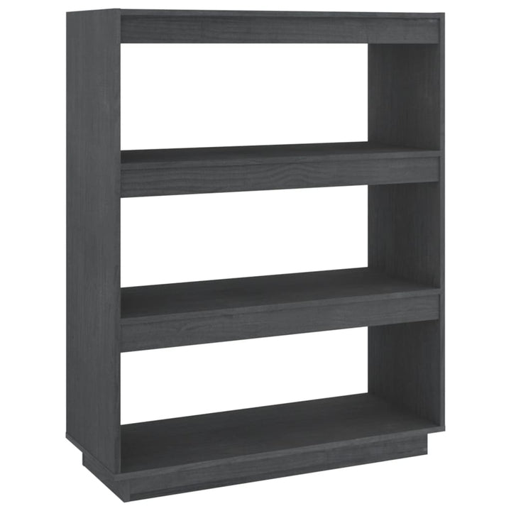 Boekenkast/kamerscherm 80x35x103 cm massief grenenhout grijs