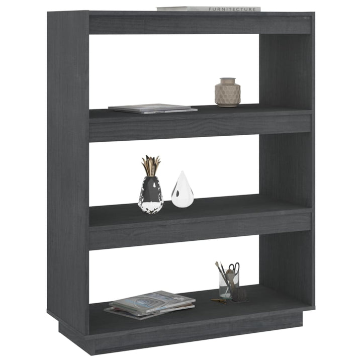 Boekenkast/kamerscherm 80x35x103 cm massief grenenhout grijs