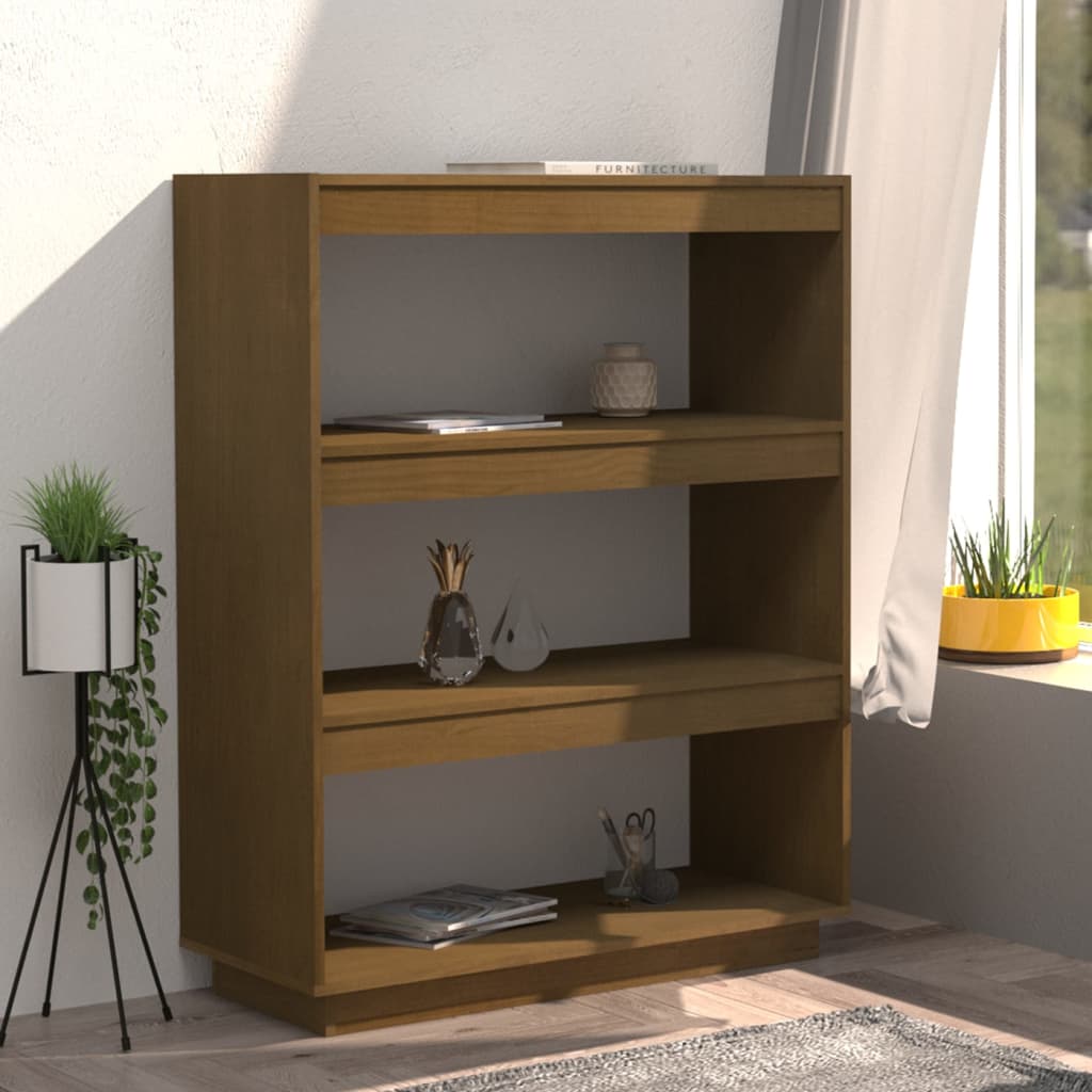 Boekenkast/kamerscherm 80x35x103 cm grenenhout honingbruin