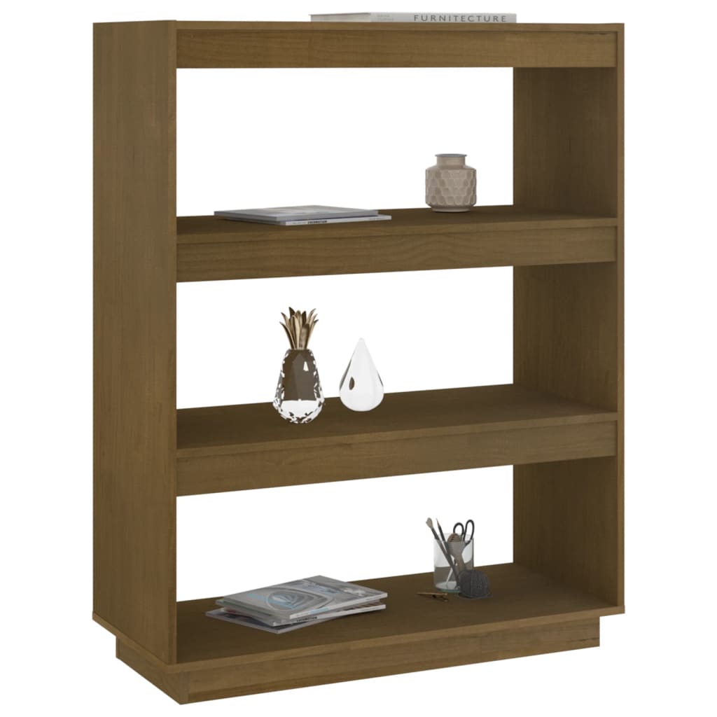 Boekenkast/kamerscherm 80x35x103 cm grenenhout honingbruin