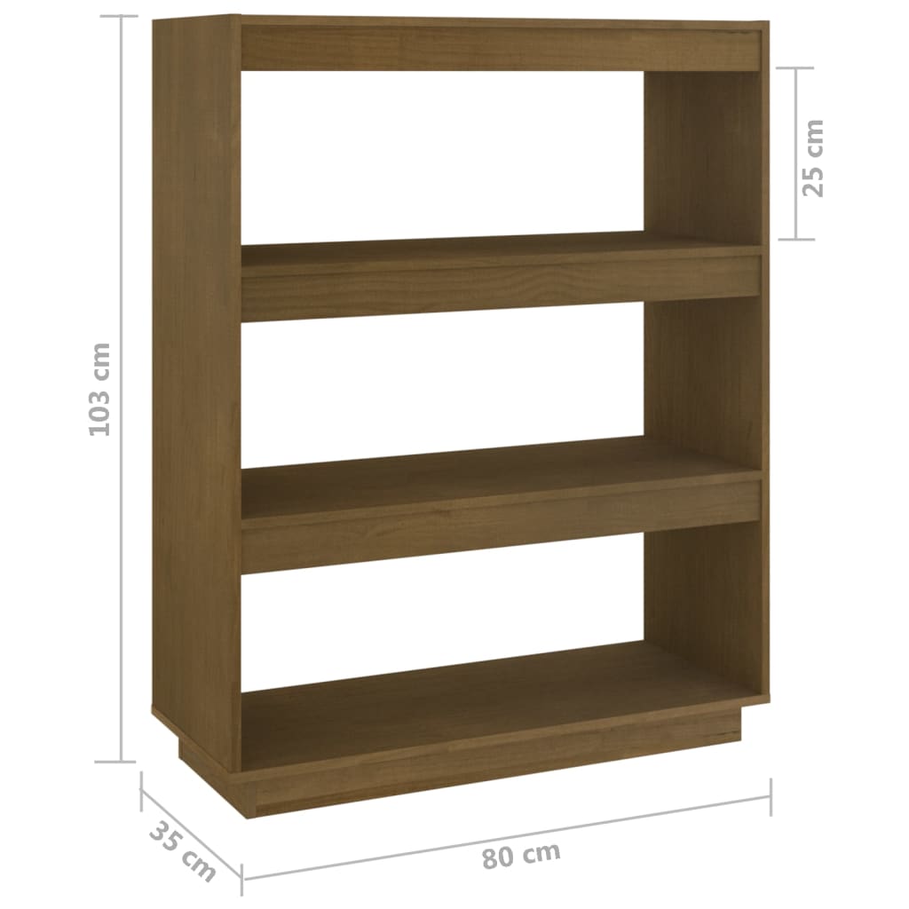 Boekenkast/kamerscherm 80x35x103 cm grenenhout honingbruin