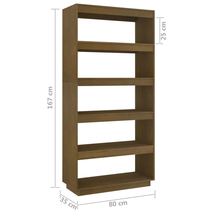 Boekenkast/kamerscherm 80x35x167 cm grenenhout honingbruin