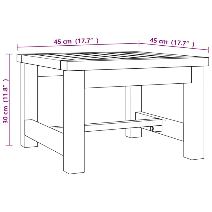 Salontafel 45x45x30 cm massief teakhout