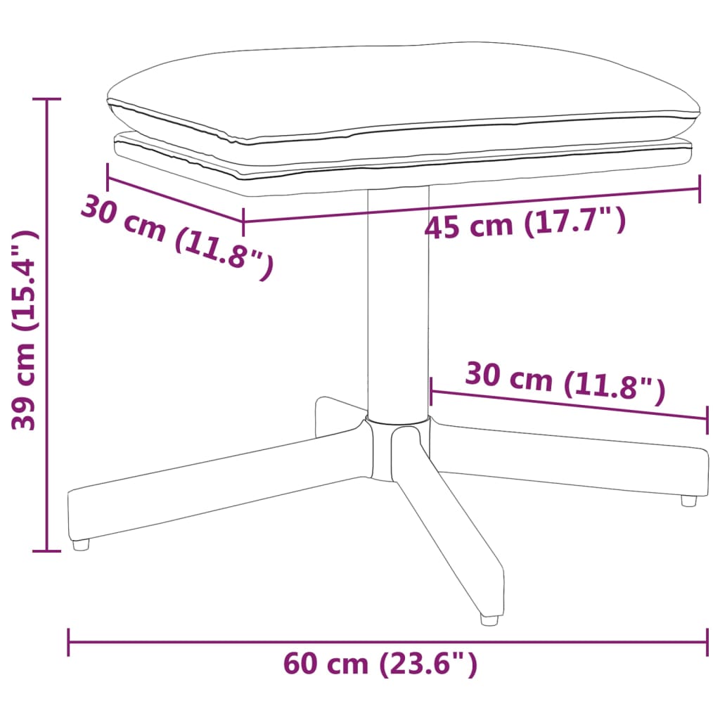 Voetenbank 60x60x39 cm fluweel lichtgrijs