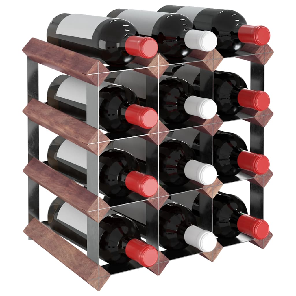 Wijnrek voor 12 flessen massief grenenhout bruin