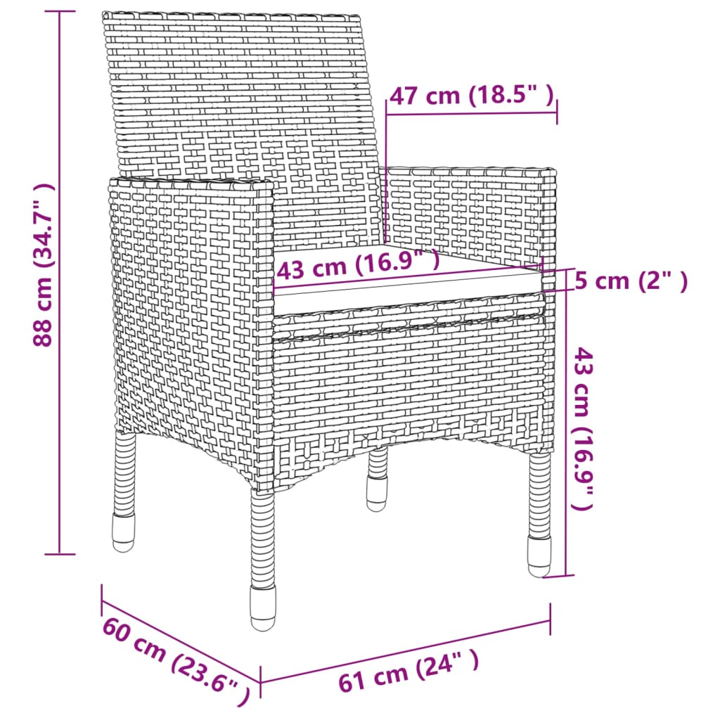 5-delige Tuinset met kussens poly rattan beige