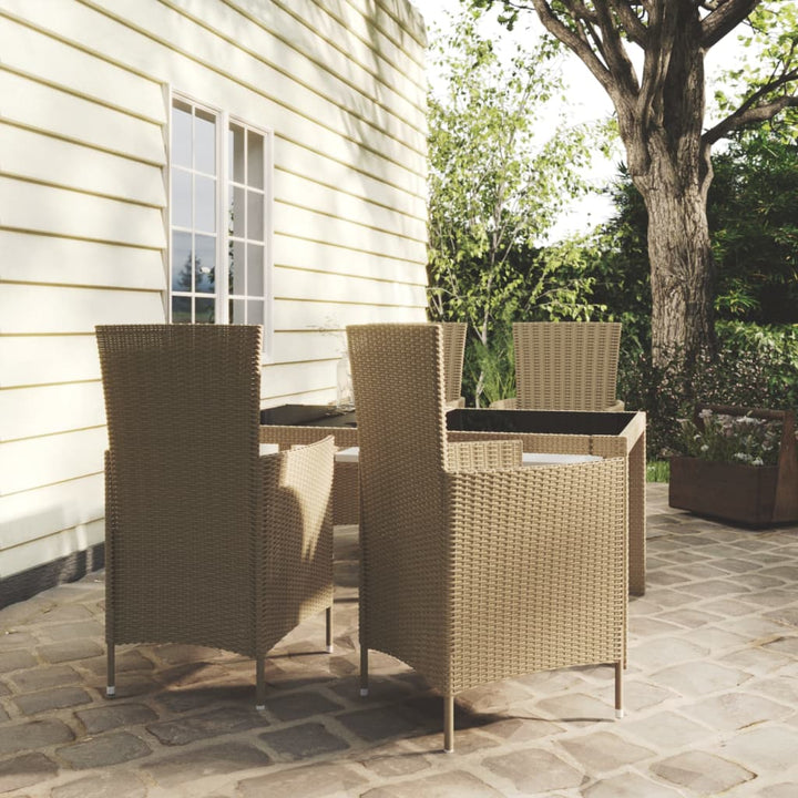 5-delige Tuinset met kussens poly rattan beige