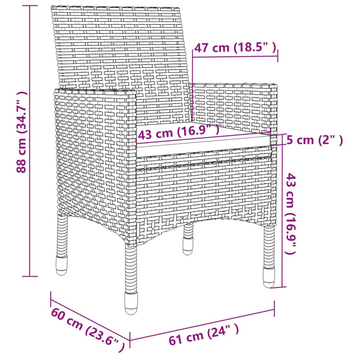 7-delige Tuinset met kussens poly rattan beige