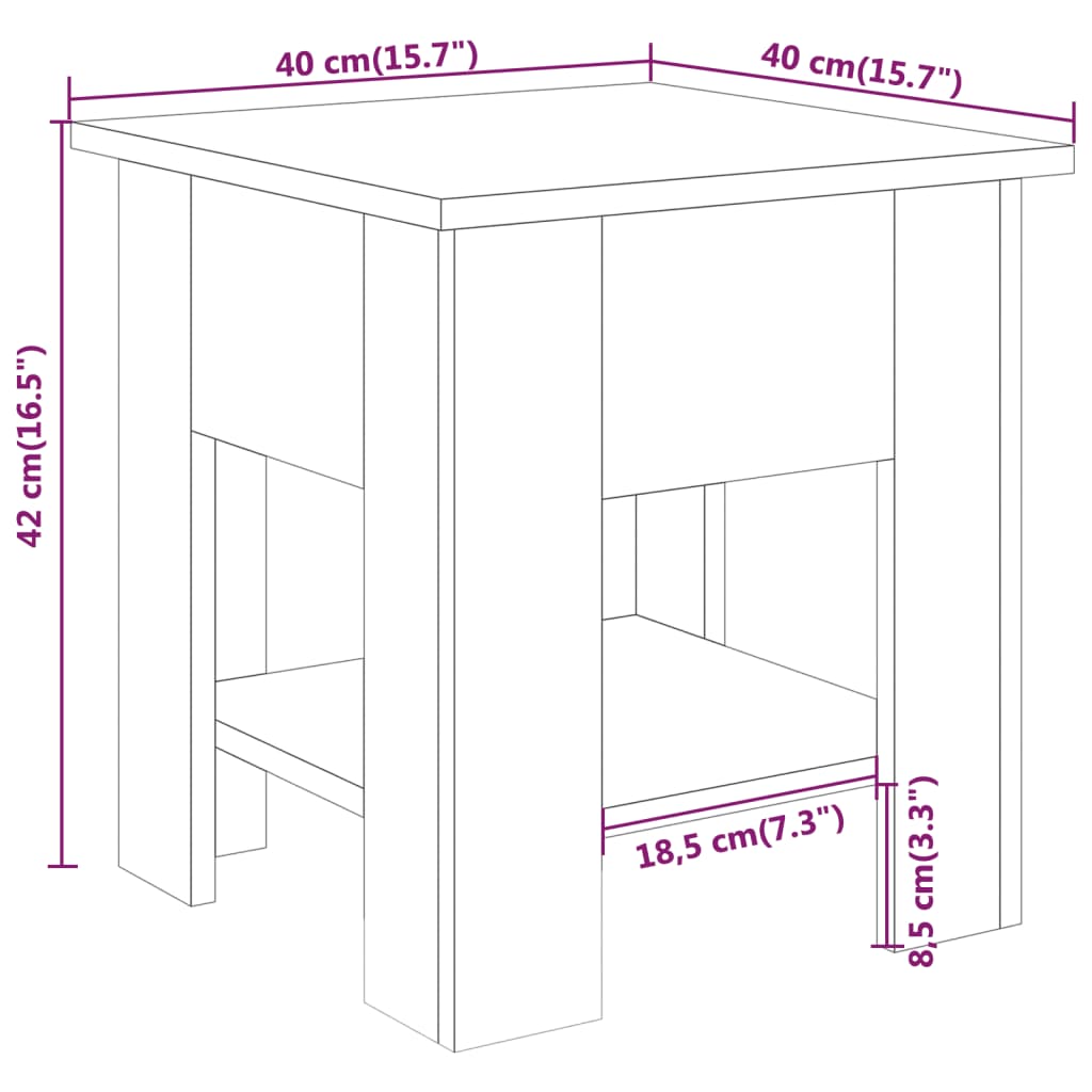 Salontafel 40x40x42 cm bewerkt hout sonoma eikenkleurig