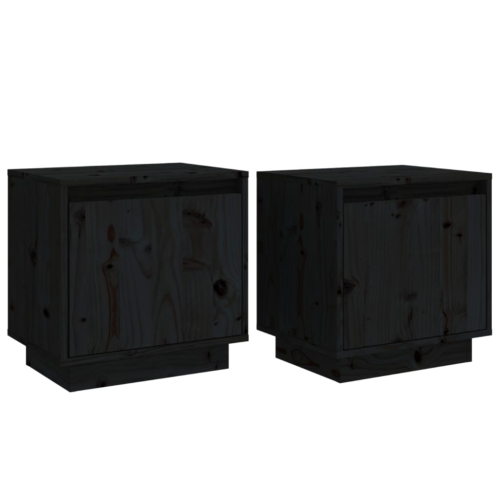 Nachtkastjes 2 st 40x30x40 cm massief grenenhout zwart
