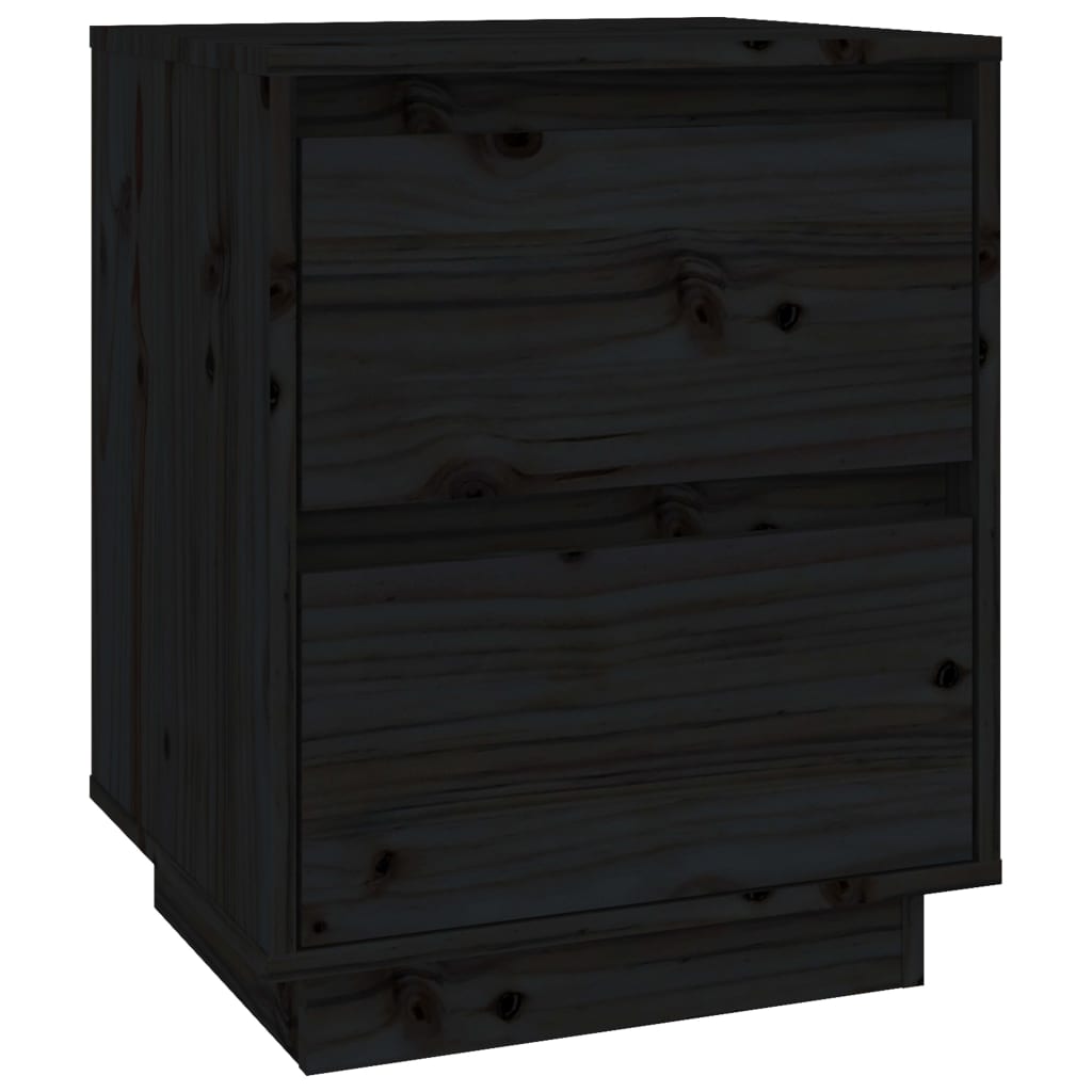 Nachtkastje 40x35x50 cm massief grenenhout zwart