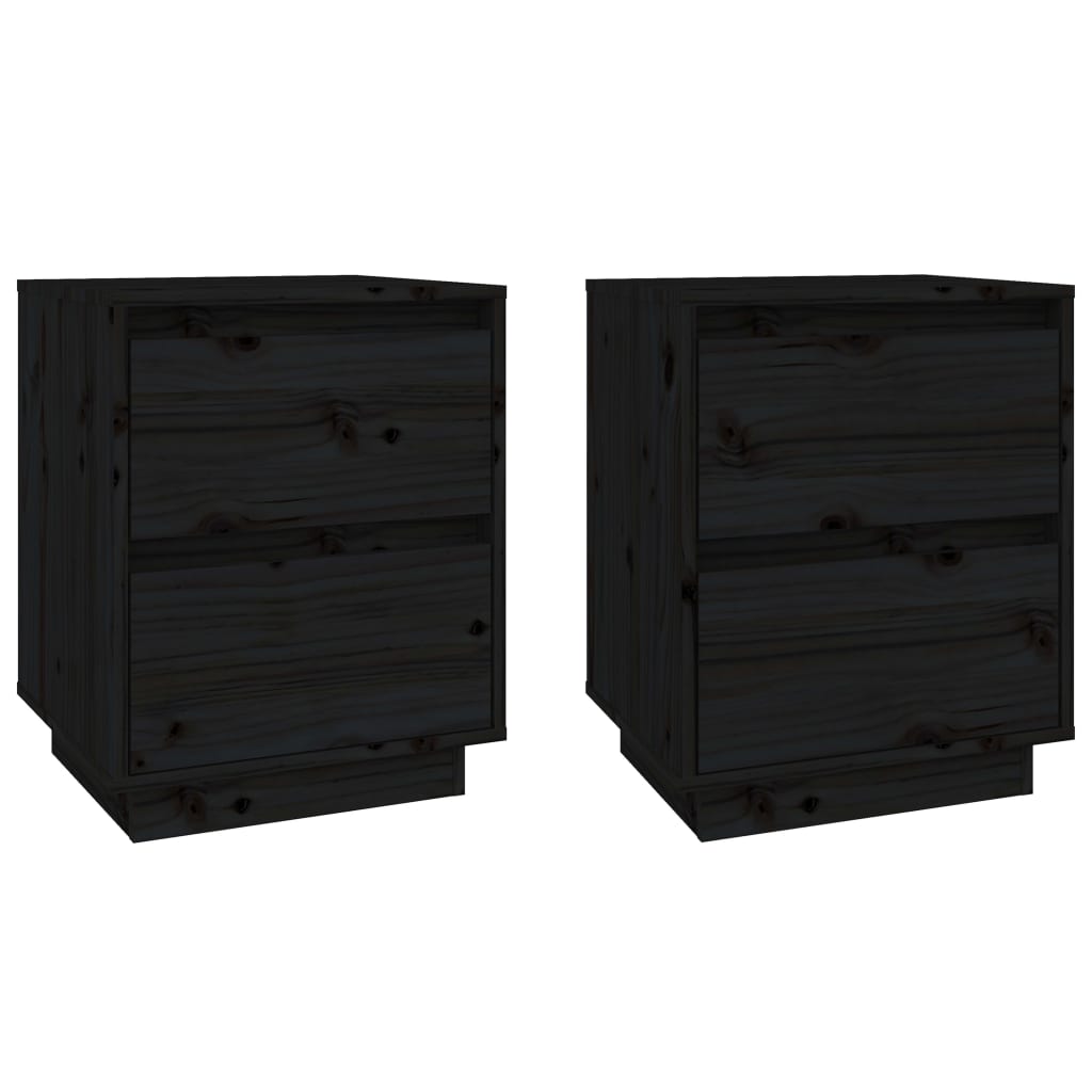 Nachtkastjes 2 st 40x35x50 cm massief grenenhout zwart
