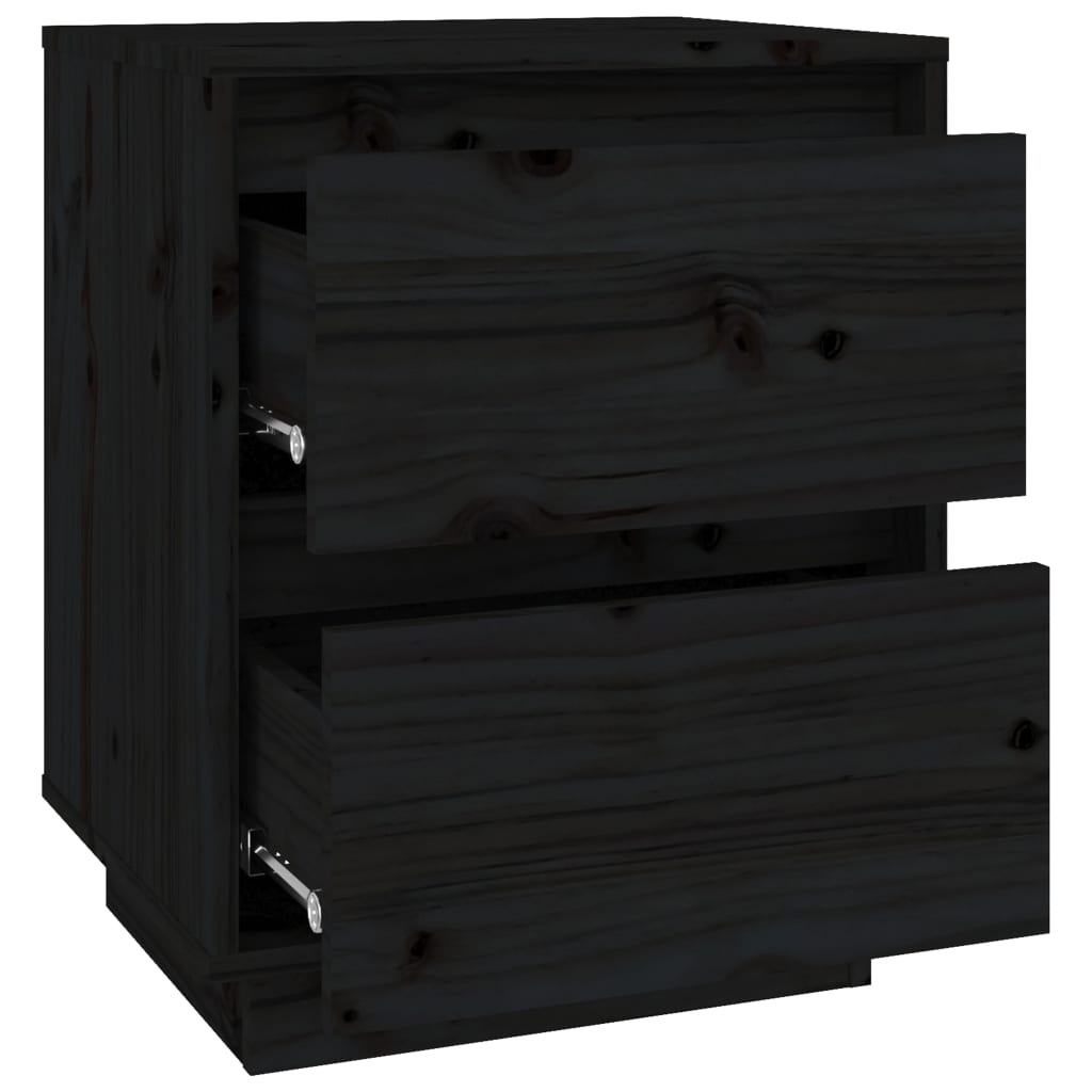 Nachtkastjes 2 st 40x35x50 cm massief grenenhout zwart