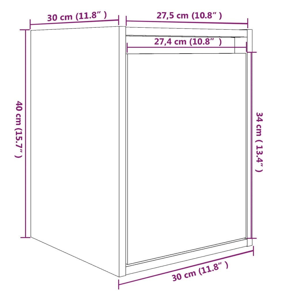 Wandkast 30x30x40 cm massief grenenhout zwart