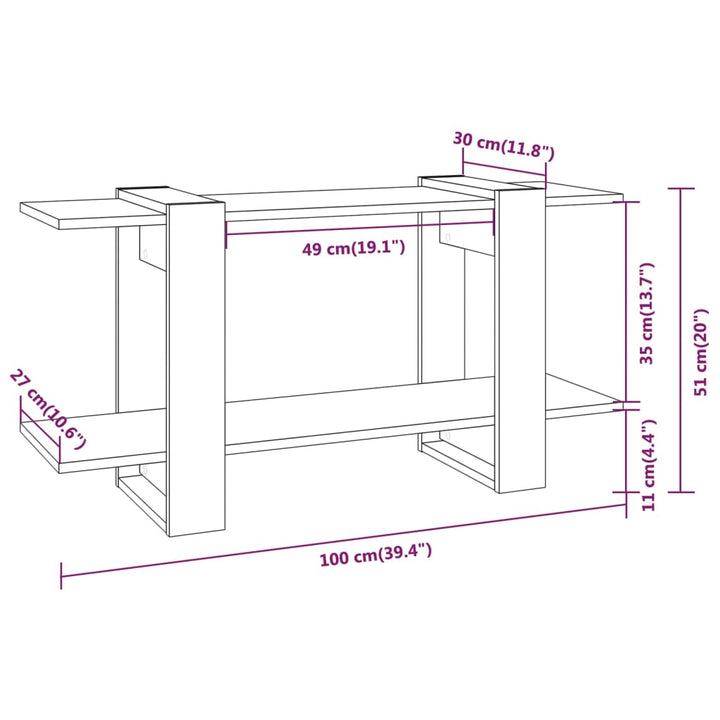 Boekenkast 100x30x51 cm bewerkt hout wit