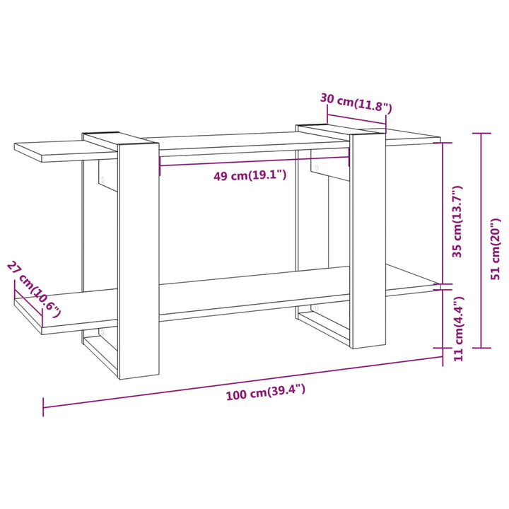 Boekenkast 100x30x51 cm bewerkt hout betongrijs