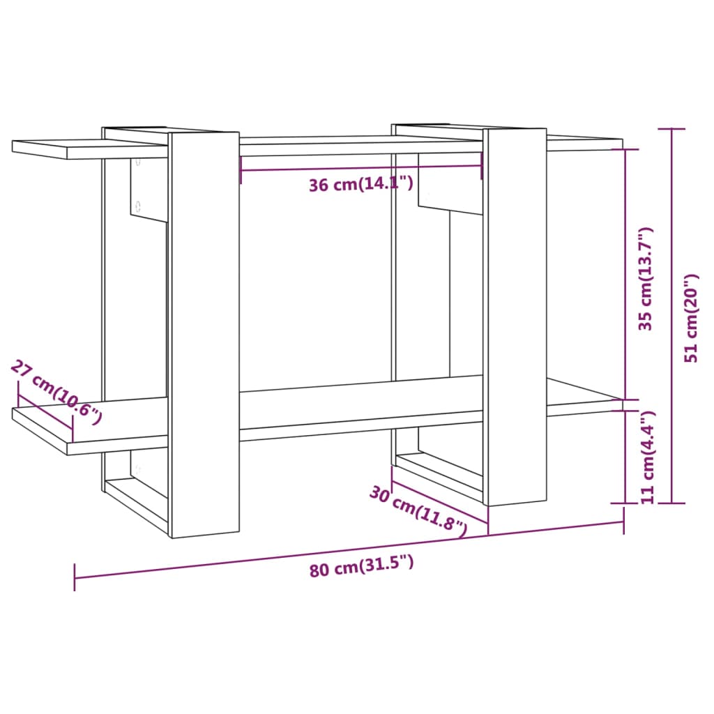 Boekenkast/kamerscherm 80x30x51 cm wit