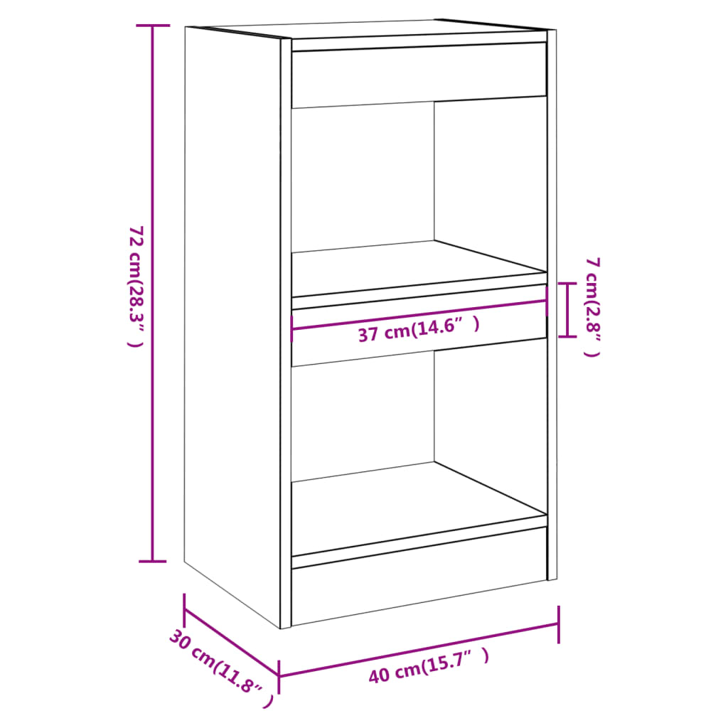 Boekenkast/kamerscherm 40x30x72 cm sonoma eikenkleurig