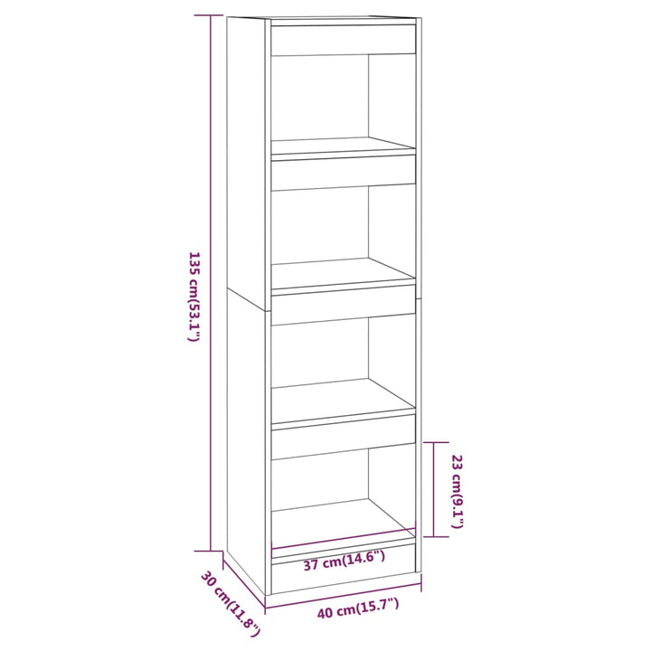 Boekenkast/kamerscherm 40x30x135 cm betongrijs