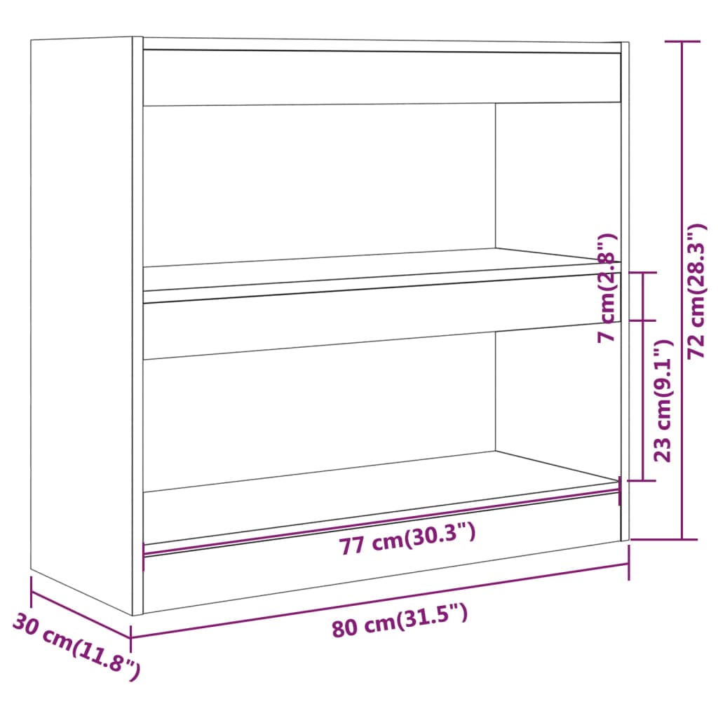 Boekenkast/kamerscherm 80x30x72 cm zwart