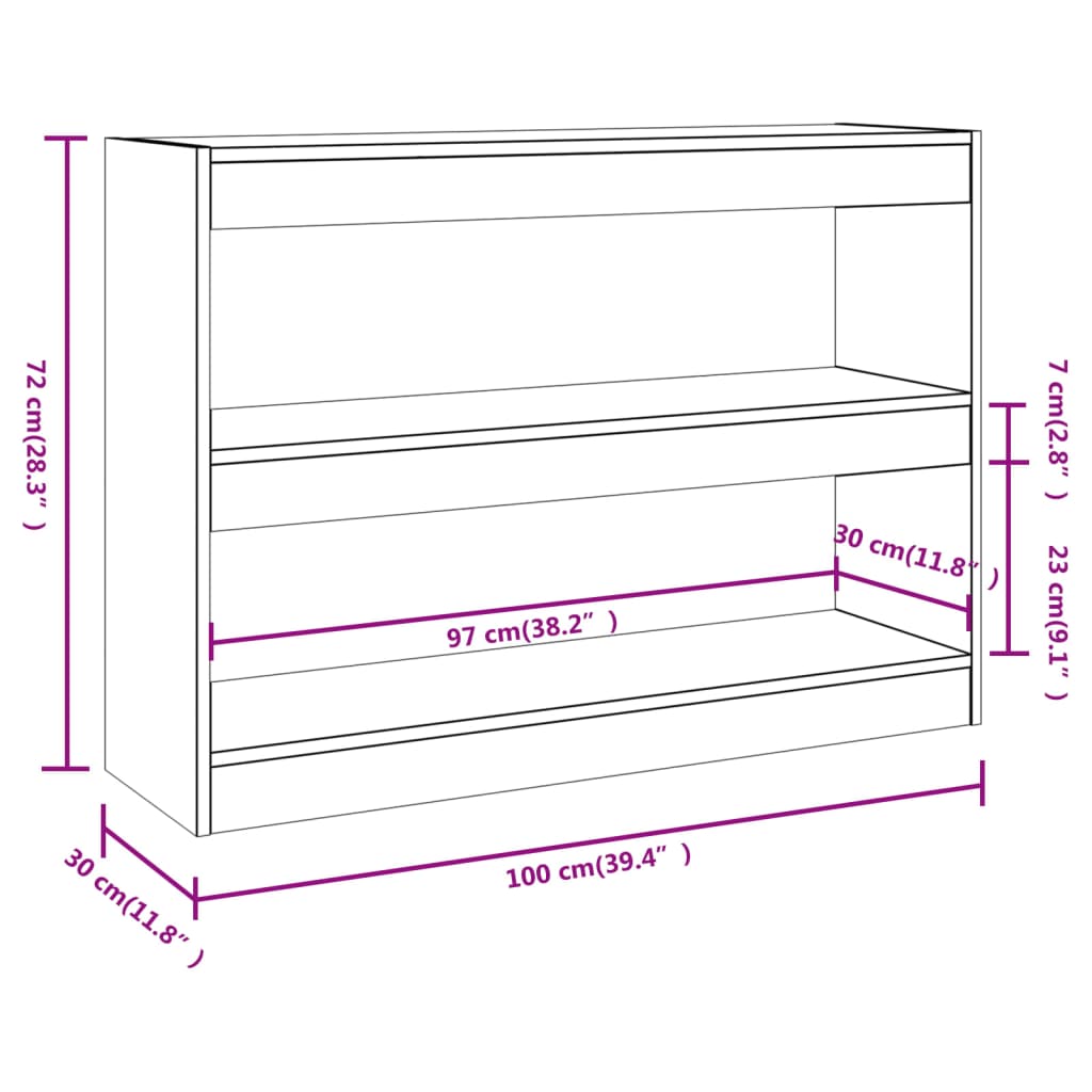 Boekenkast/kamerscherm 100x30x72 cm betongrijs