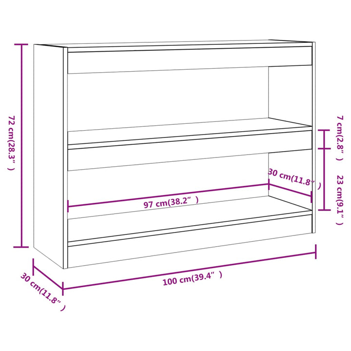 Boekenkast/kamerscherm 100x30x72 cm hoogglans wit