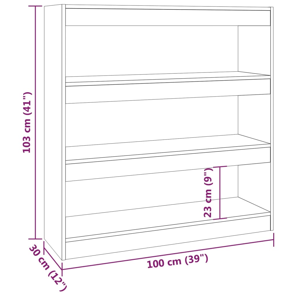 Boekenkast/kamerscherm 100x30x103 cm wit