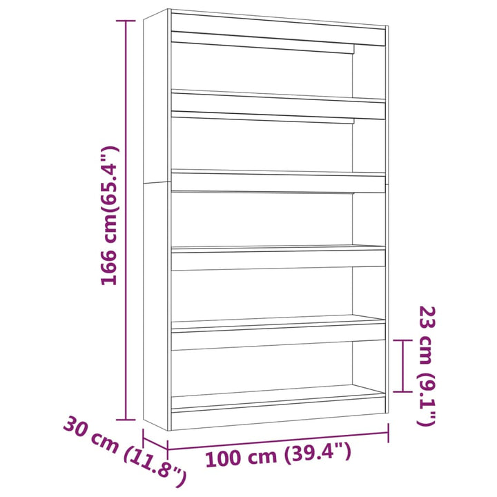 Boekenkast/kamerscherm 100x30x166 cm wit