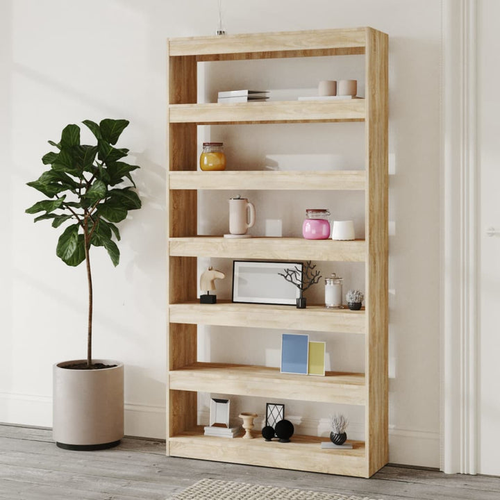 Boekenkast/kamerscherm 100x30x198 cm bewerkt hout sonoma eiken