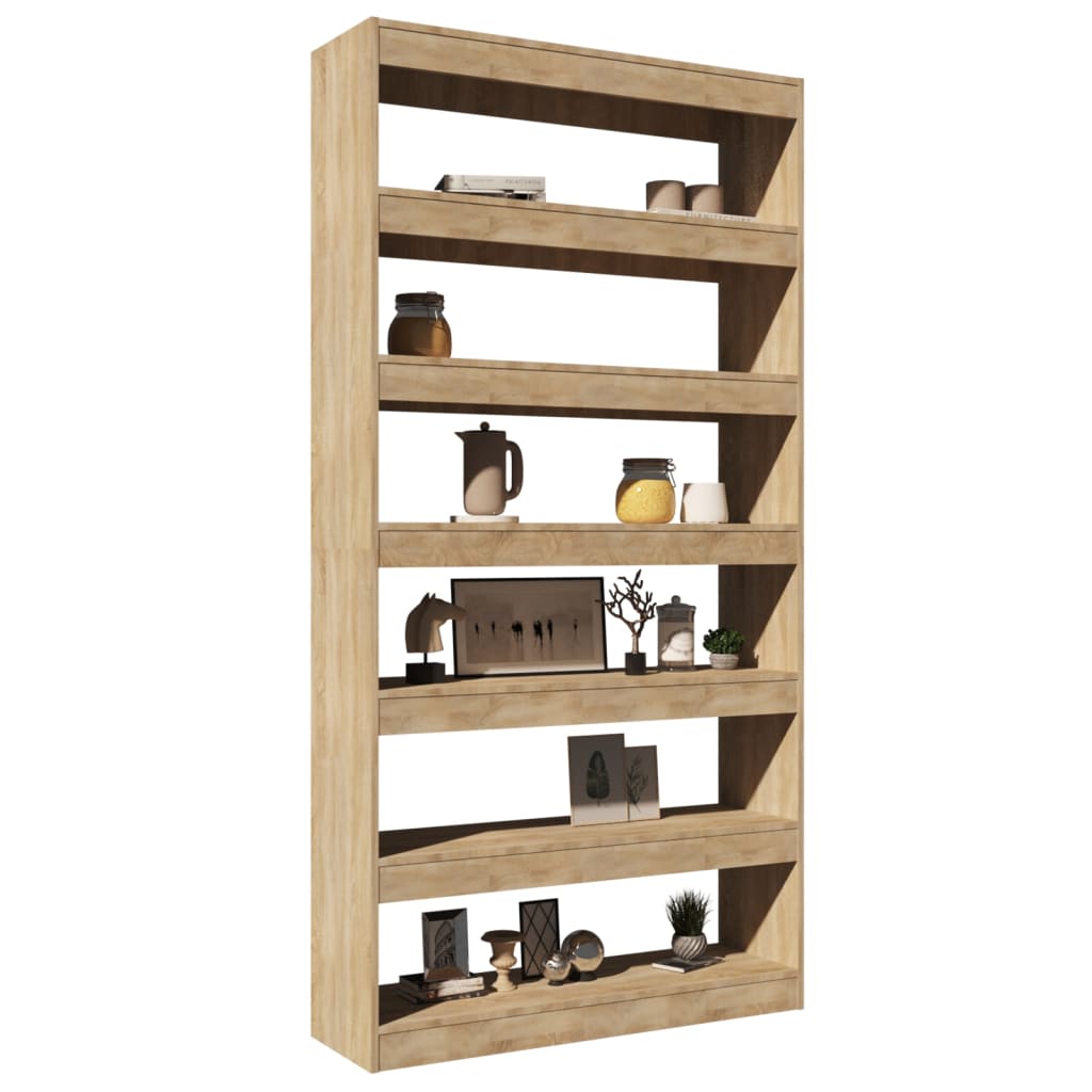 Boekenkast/kamerscherm 100x30x198 cm bewerkt hout sonoma eiken