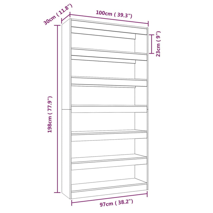 Boekenkast/kamerscherm 100x30x198 cm bewerkt hout sonoma eiken