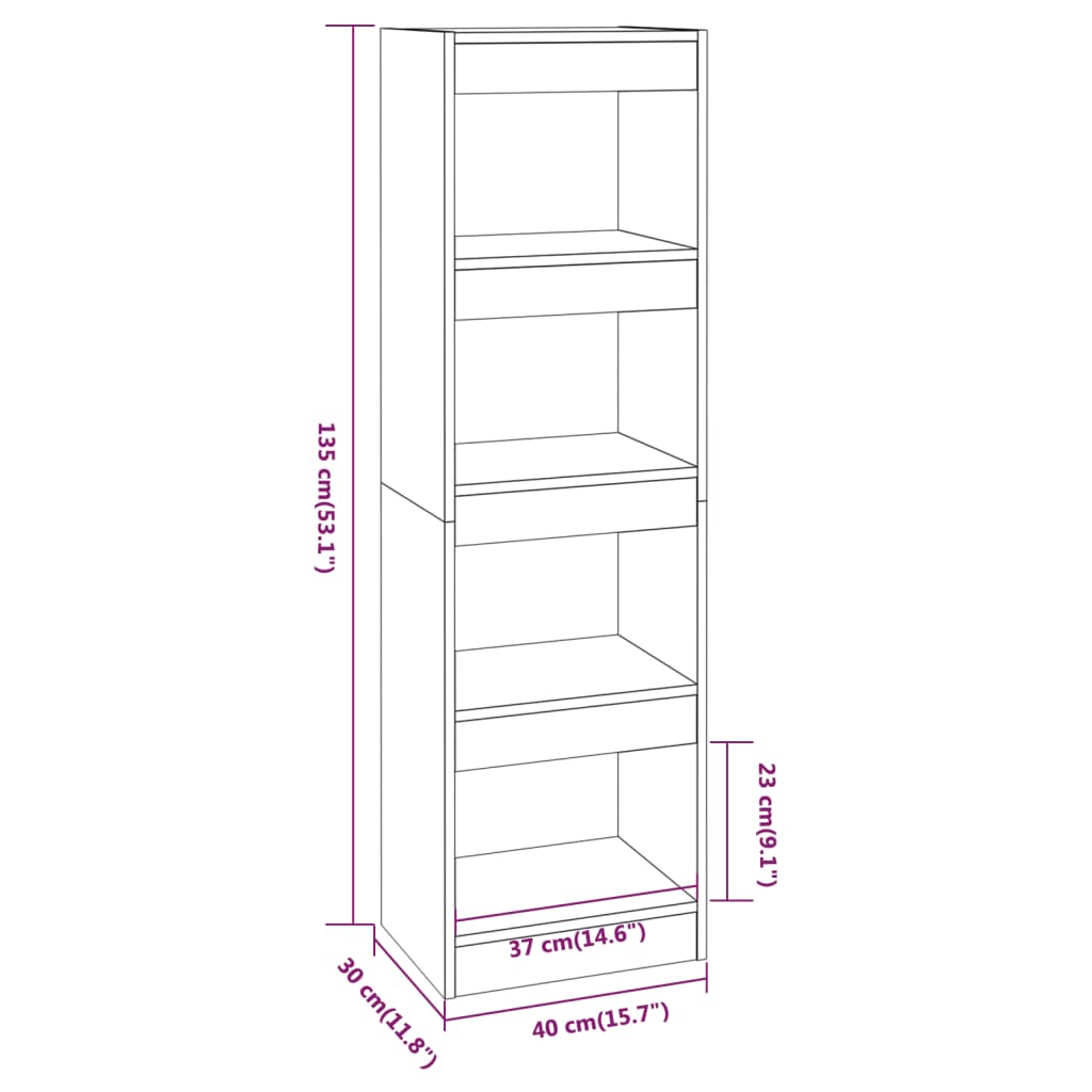 Boekenkast/kamerscherm 40x30x135 cm bruinikenkleurig