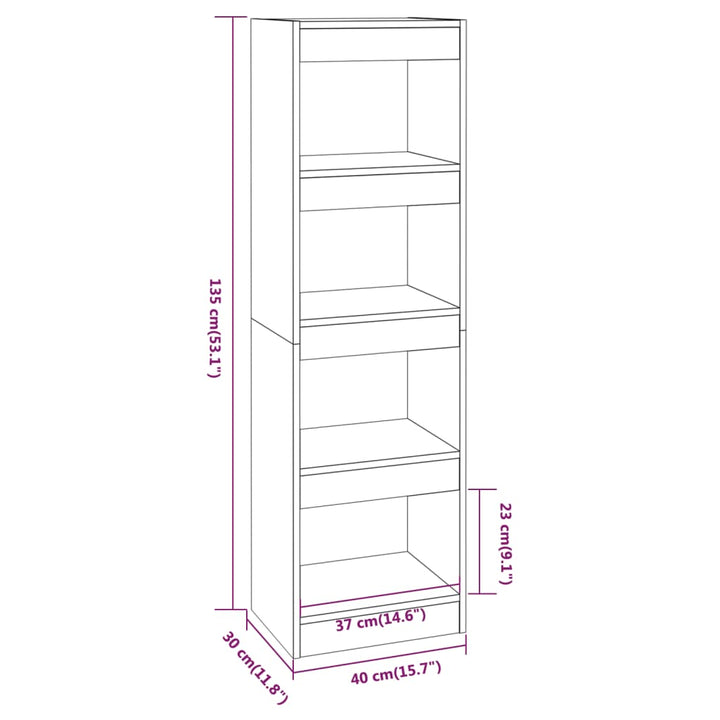 Boekenkast/kamerscherm 40x30x135 cm bruinikenkleurig