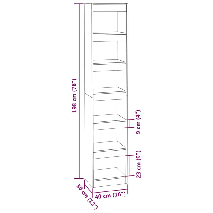 Boekenkast/kamerscherm 40x30x198 cm gerookt eikenkleurig