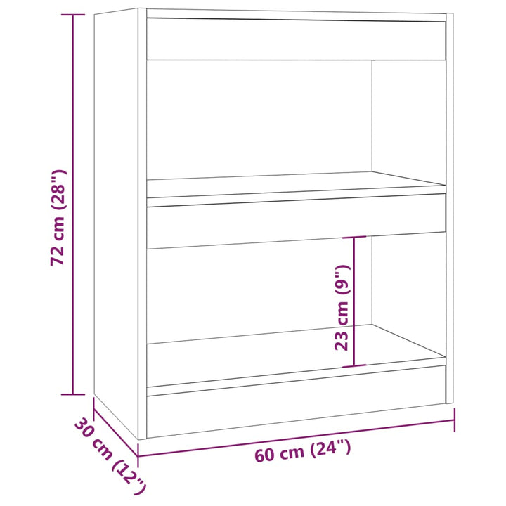 Boekenkast/kamerscherm 60x30x72 cm gerookt eikenkleurig