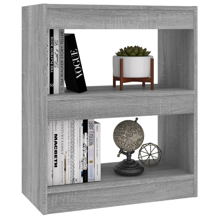 Boekenkast/kamerscherm 60x30x72 cm grijs sonoma eikenkleurig